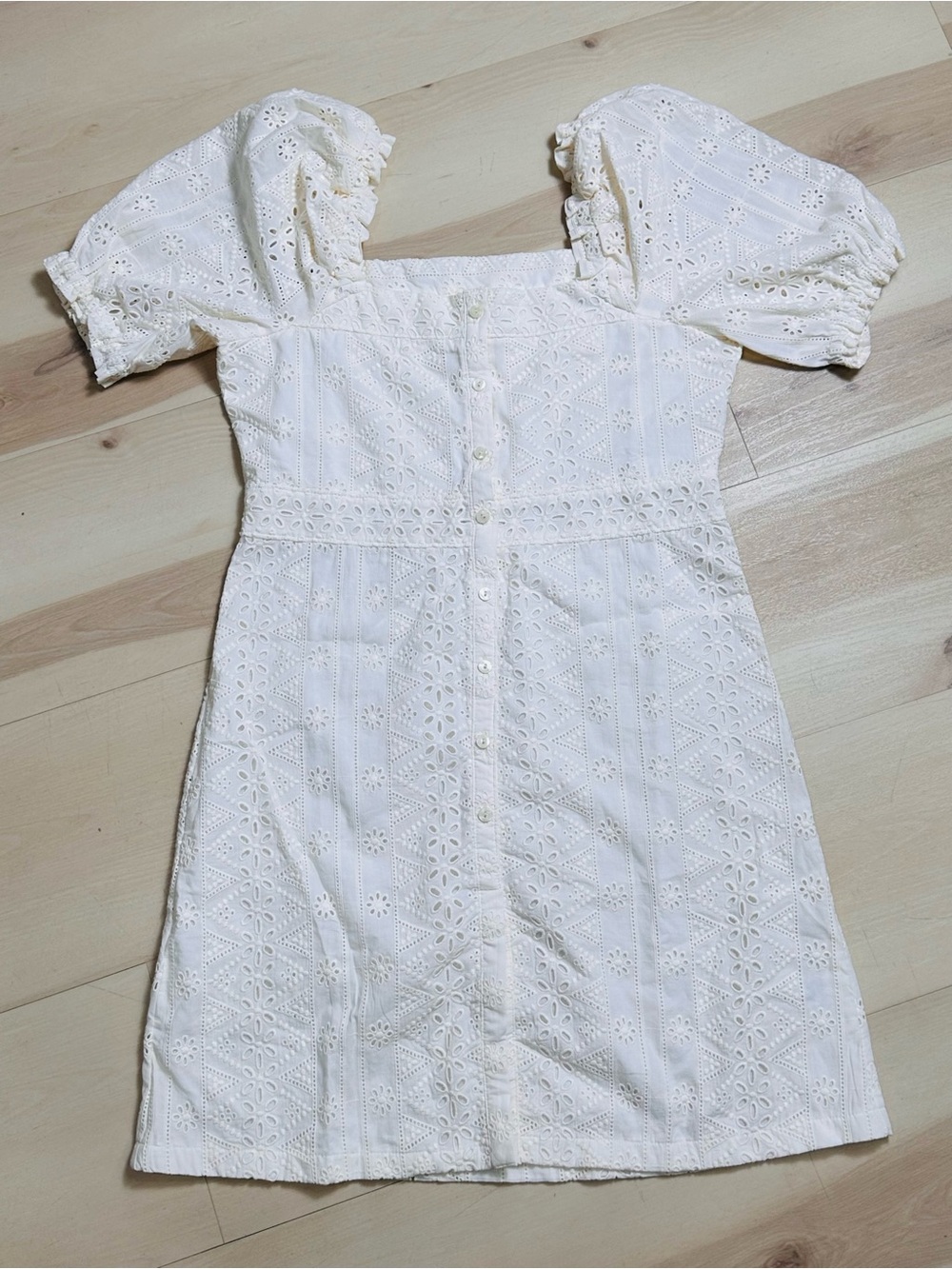 Spartina 449 Catrina Eyelet Dress Pearl White Sz S vintage-inspired French style - Picture 4 of 13